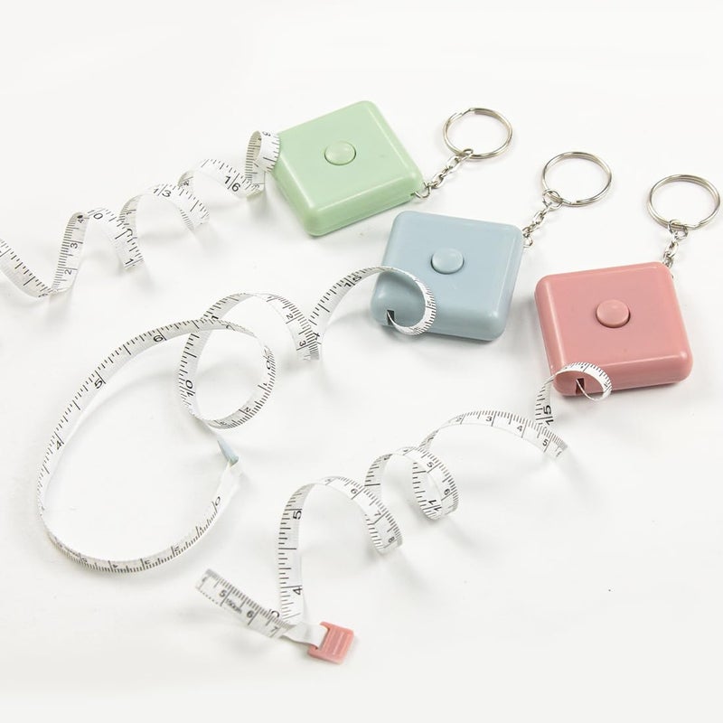 ELANE Tape Measure Package Includes 9 Cartoon Cute Mini Tape Measures for Body, Sewing, Cutting, Weight Loss Measurement (Square-3 Colors(Empty)) - Image 5